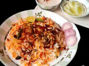 A picture of saffron turmeric rice