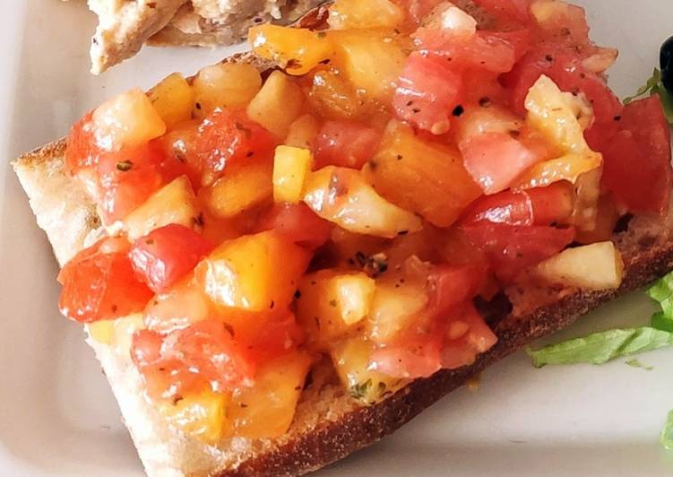 Le moyen le plus simple a Preparer Super rapide fait maison Bruschetta tomate/origan