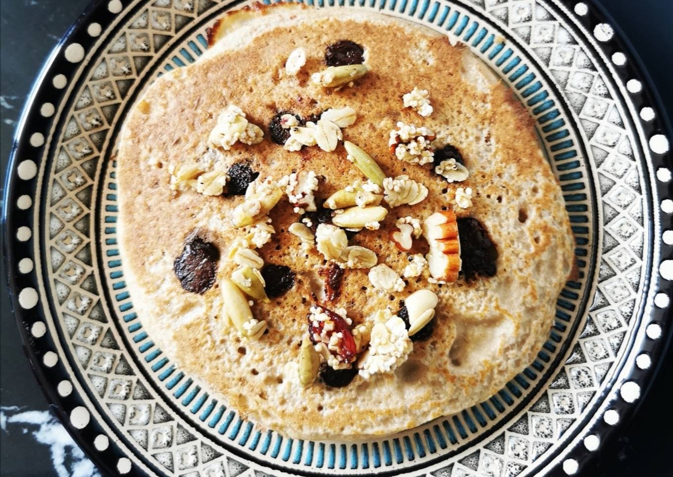 Hot cakes de avena con chispas de chocolate