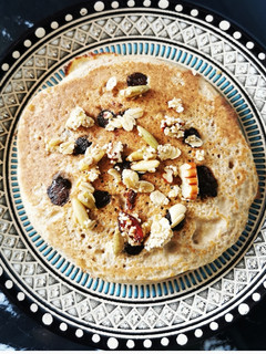 Una foto de Hot cakes de avena con chispas de chocolate