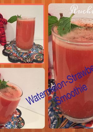 A picture of Watermelon and strawberry smoothie.