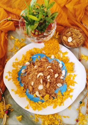 A picture of Panjiri (Krishna Janmashtami bhog Prasad panjiri).