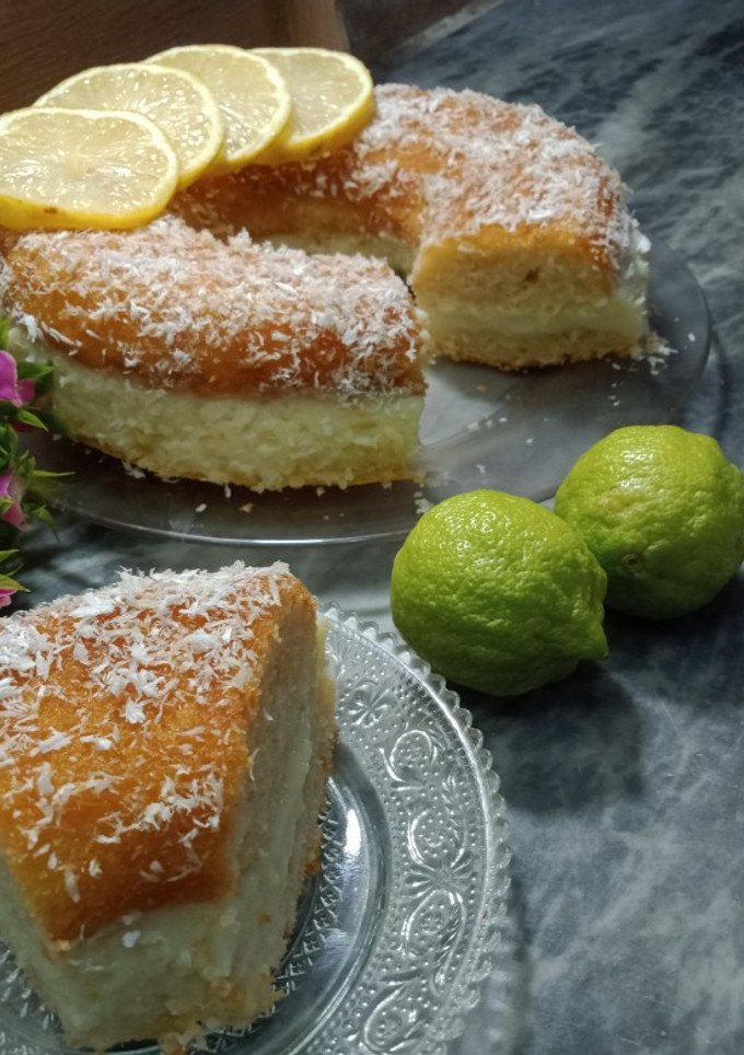 صورة لوصفة كيكة ⁦⁦😍 محشية بكريمة الليمون 🍋🍋