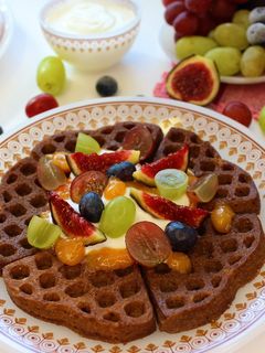 Una foto de Gofres de Cacao fit en microondas