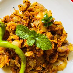 A picture of Zunka Maharashtrian recipe,lunch or dinner,eat with chapati.