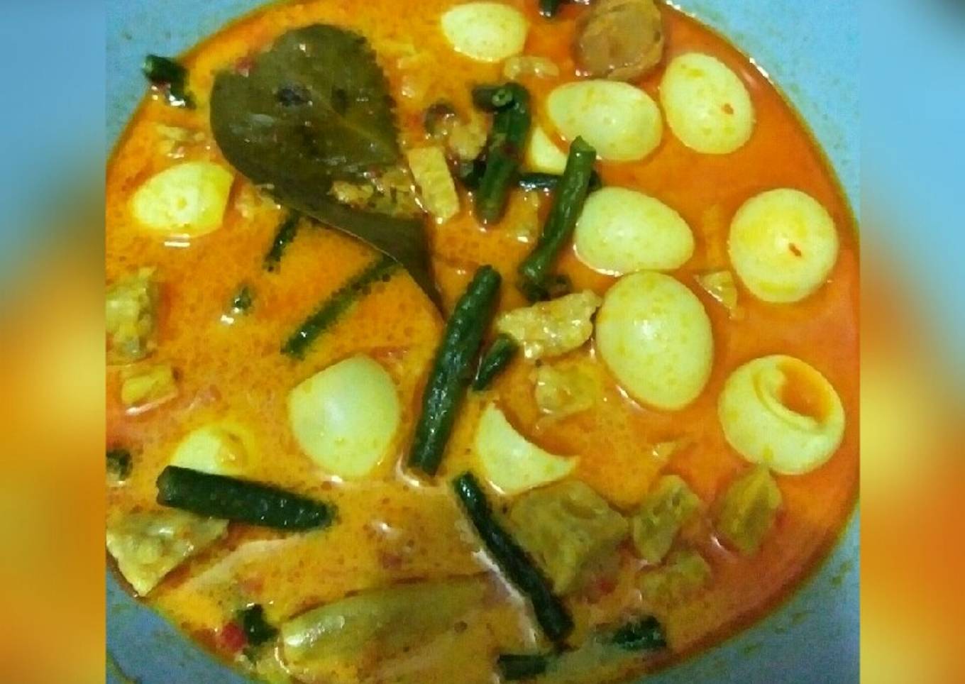 Sayur Gulai Kacang Panjang, Tempe dan Telur Puyuh