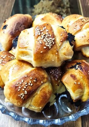عکسی از دستور نان کروسان شکلاتی با شکلات صبحانه خانگی