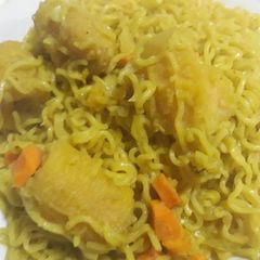 Indomine with carrots and plantain A picture of Indomine with carrots and plantain.