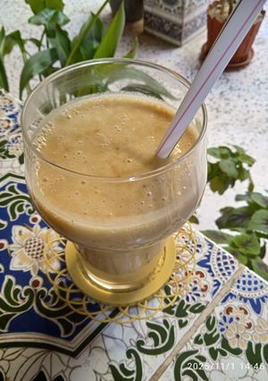Une photo de Smoothie banane et potiron