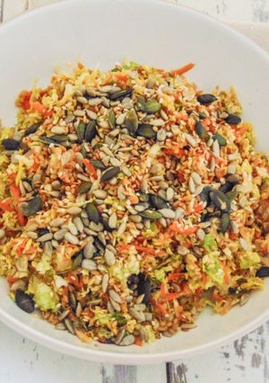 A picture of Raw Tahini Salad with Toasted Seeds.