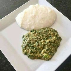 A picture of Spinach and pap.