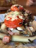 Baked Mushrooms with Bacon and Cheese in Olive Oil