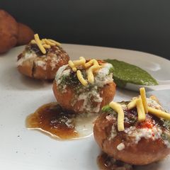 Mini kachori chat bites A picture of Mini kachori chat bites.