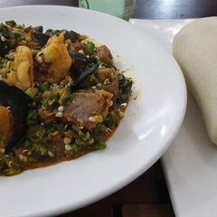 A picture of Okro soup with snail.