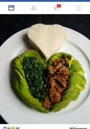 A picture of Beef wet fry with Ugali.