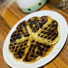 Waffles with topping A picture of Waffles with topping.