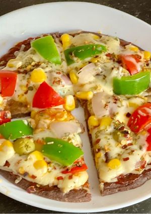 A picture of 💯 Gluten-free Pizza Made With Ragi flour & Besan flour.
