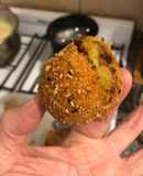 Bombas de batata/jengibre/azúcar negro/mostaza