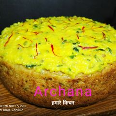Rabdi kesar pista cake / rasmalai cake (Healthy cake) A picture of Rabdi kesar pista cake / rasmalai cake (Healthy cake).