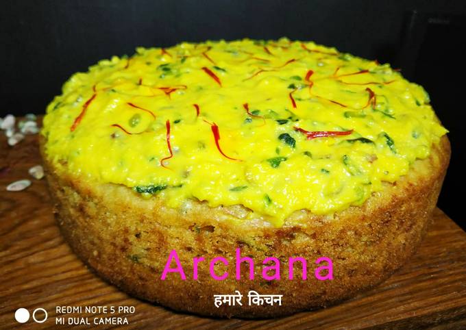 Kesar pista cake (saffron pistachio whole wheat cake) | Oh So Delish