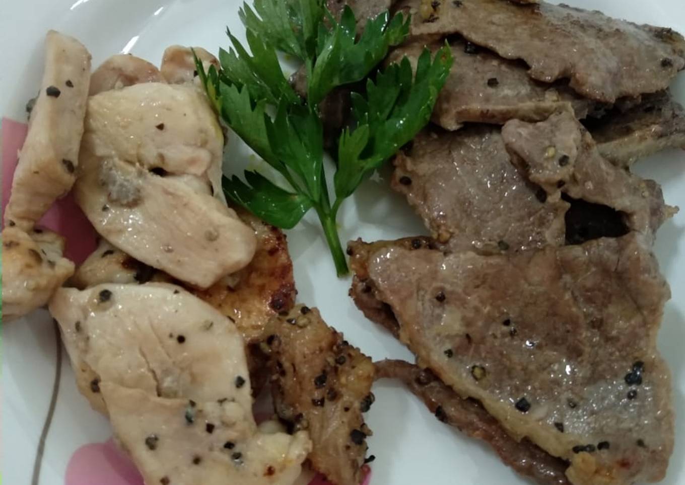 Grilled chicken and beef