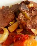 Costillitas de cerdo con vegetales al horno.👨‍🍳
