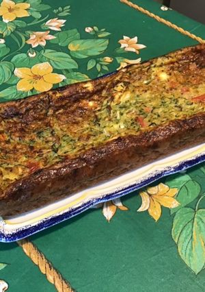 Une photo de Flan aux tomates, courgette et feta