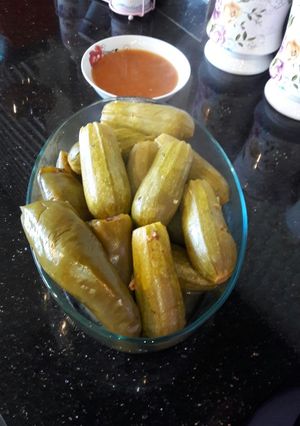 A picture of Stuffed Zucchini and Green Peppers.