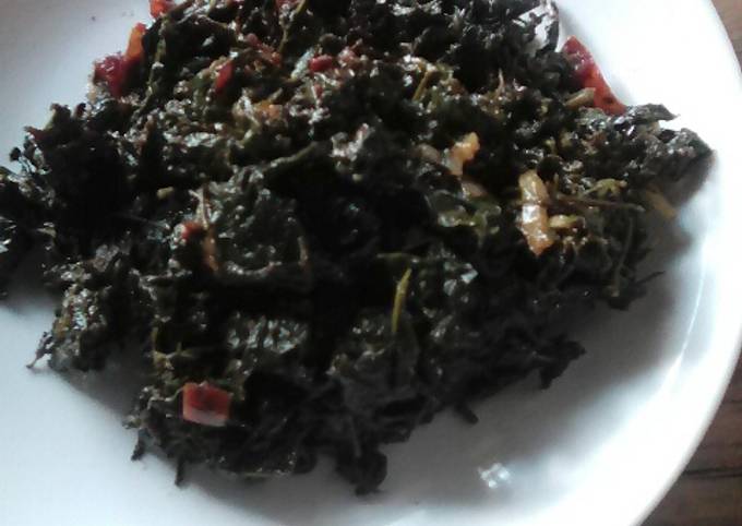 Recipe of Mario Batali Fried Managu/ amaranth leaves