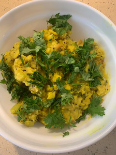 A picture of Lilva beans aloo subji.