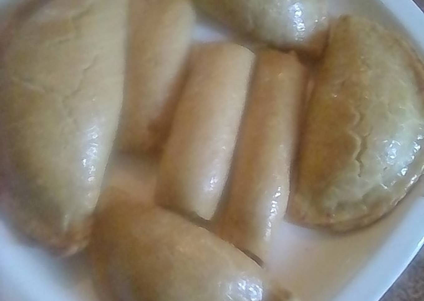 Beef pie and fish rolls (baked)