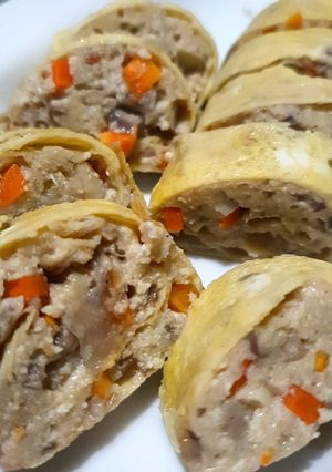 Foto resep Rolade tahu jamur kukus (vegan)