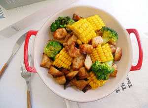 氣炸鍋「雞肉烤時蔬」簡單調味就很美味！！ 的食譜成品照片