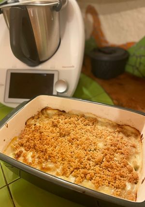 Une photo de Crumble courgettes, chèvre et lardons