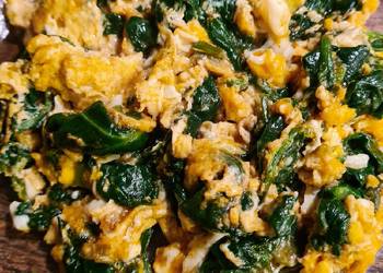 New Recipe Scrambled Eggs with Spinach Delicious