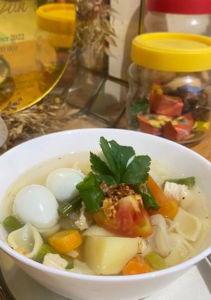 Foto resep Sup Makaroni Telur Puyuh