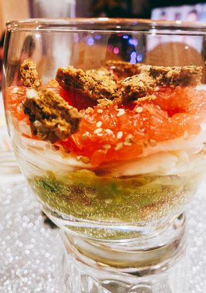 Une photo de Verrine de guacamole et pamplemousse