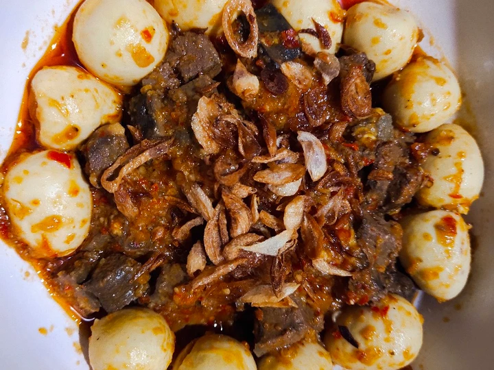 Langkah Mudah untuk Membuat Resep Balado hati sapi &amp;amp; telur puyuh Anti Ribet, Lezat