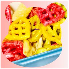 A picture of Colorful fryums /crackers.