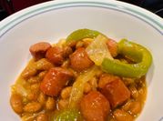 A picture of baked beans bread