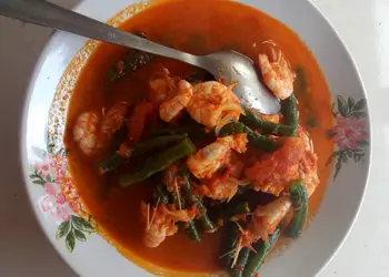 Resep Mudah 4.Udang saus mix kacang panjang Enak dan Sehat