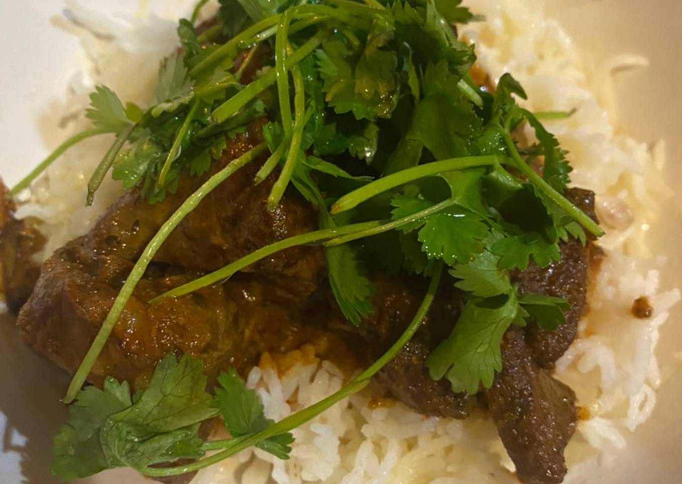 Lamb curry with red Thai curry paste