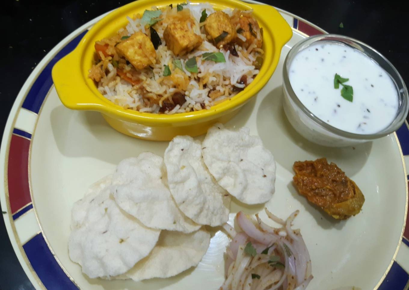 Vegetable paneer biryani