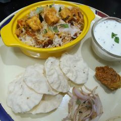 Vegetable paneer biryani A picture of Vegetable paneer biryani.