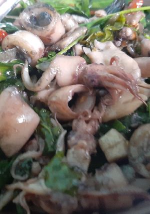 Foto resep Cumi Asin Daun Melinjo