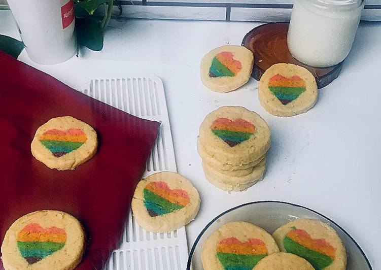 Rainbow Heart Cookies Slice