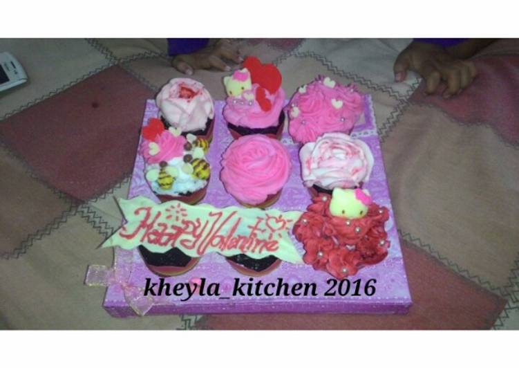 Resep Brownies Cup Cake Valentine Lembut n Nyoklat (no mixer, no oven), Bisa Manjain Lidah