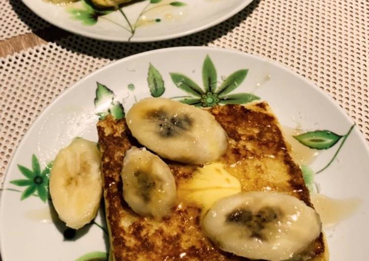 Recipe of Super Quick Homemade Banana toast with honey and butter