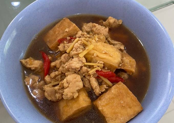 Ayam cincang dan tahu masak kecap anti gagal