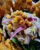 CEVICHE🐬Peruano en Cama de Espinacas🍃y Maíz🌽...!